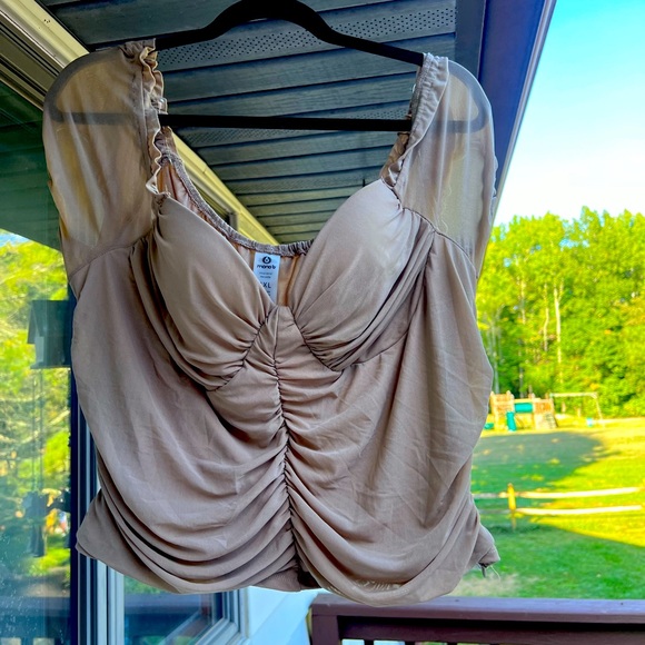 Mono B Tops - Mono B Tan Crop Corset Crop Top Size 3XL